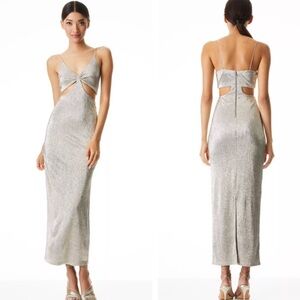 Alice + Olivia Havana Metallic Cut Out Maxi size
8 Silver Party Dress